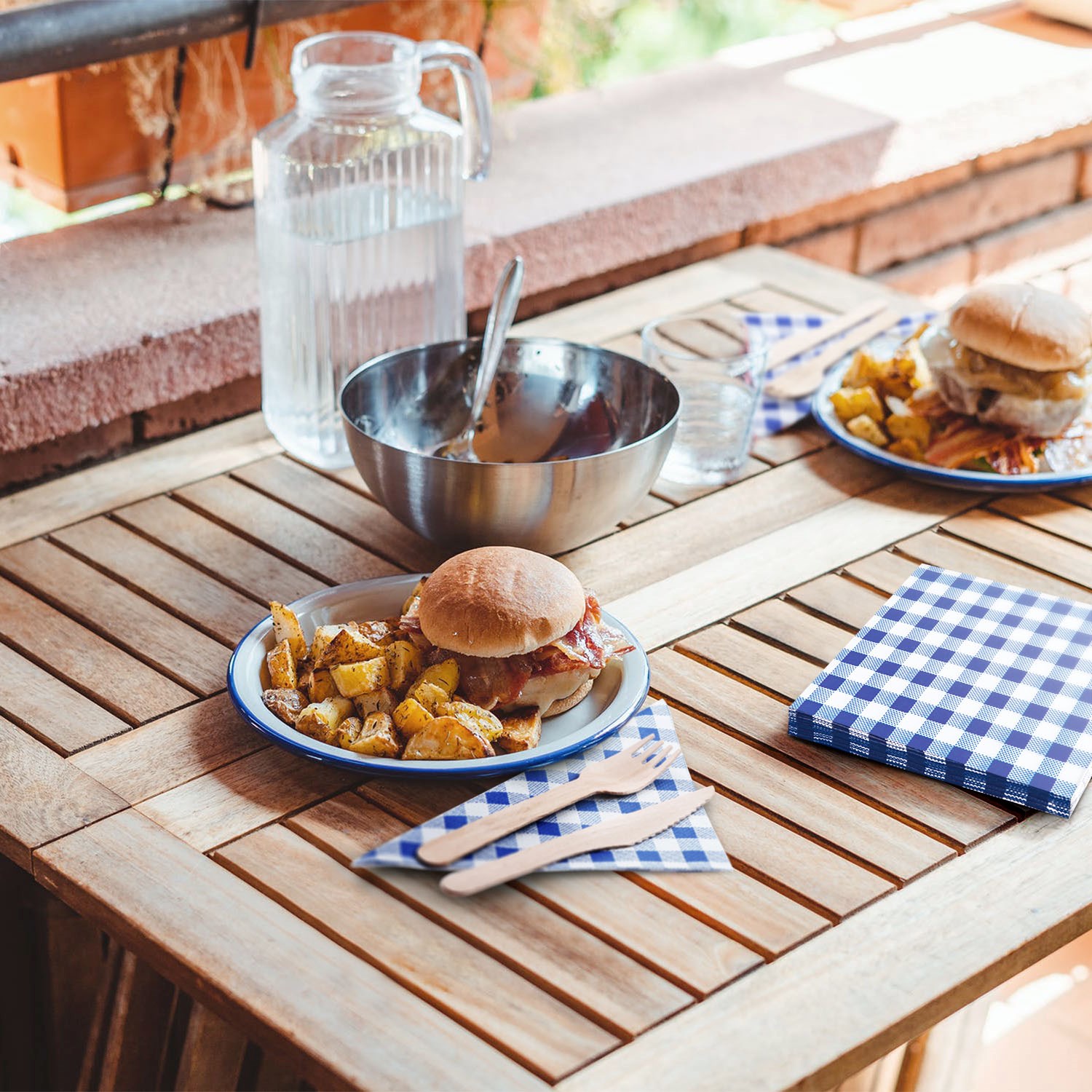 Papírové ubrousky KARO 33 x 33 cm, 1-vr., modré, 100 ks