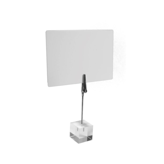 Stojánek akryl. se svěrkou na drátu 7,5 cm pro upevnění tabulek, 6ks