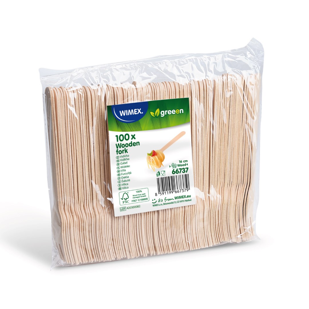 Vidlička ze dřeva 16,5 cm 100 ks