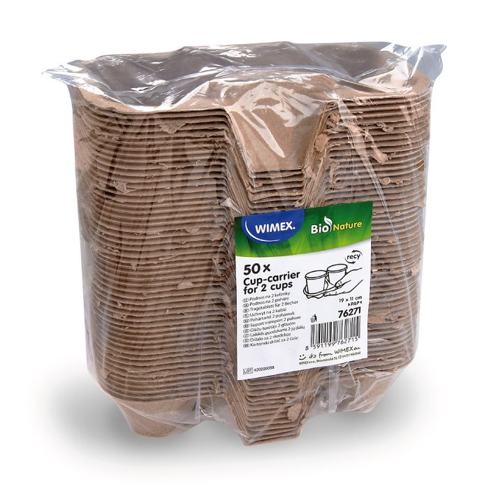 Papírový podnos na 2 kelímky, 19 x 11 cm, 50 ks.