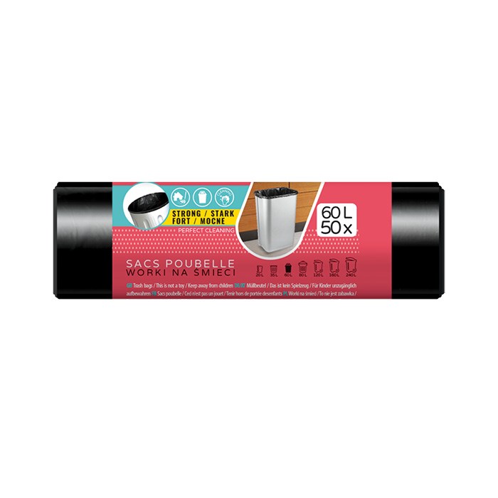 Sáčky na odpadky my viGO! černé, 60 l, 60x70 cm / 50 ks