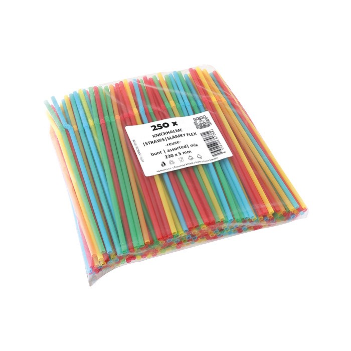 Brčka opakovaně použitelná FLEX 5/240 mm, 250 ks, mix barev