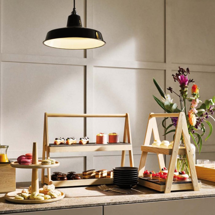 Dřevěný stojan VALO, dvoupatrový,  GN 1/3 + 1/2