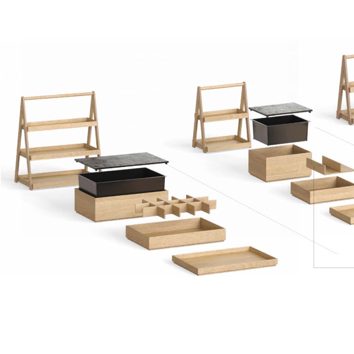 Dřevěný stojan VALO, třípatrový, GN 2/4 + 2/4 + 1/1