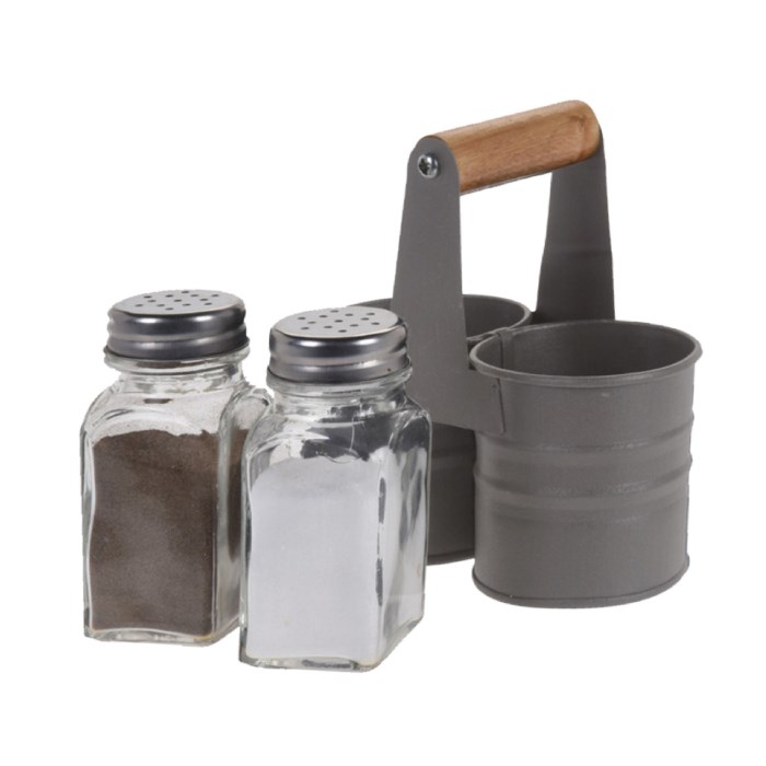 Menážka sůl/pepř, se stojánkem, kov