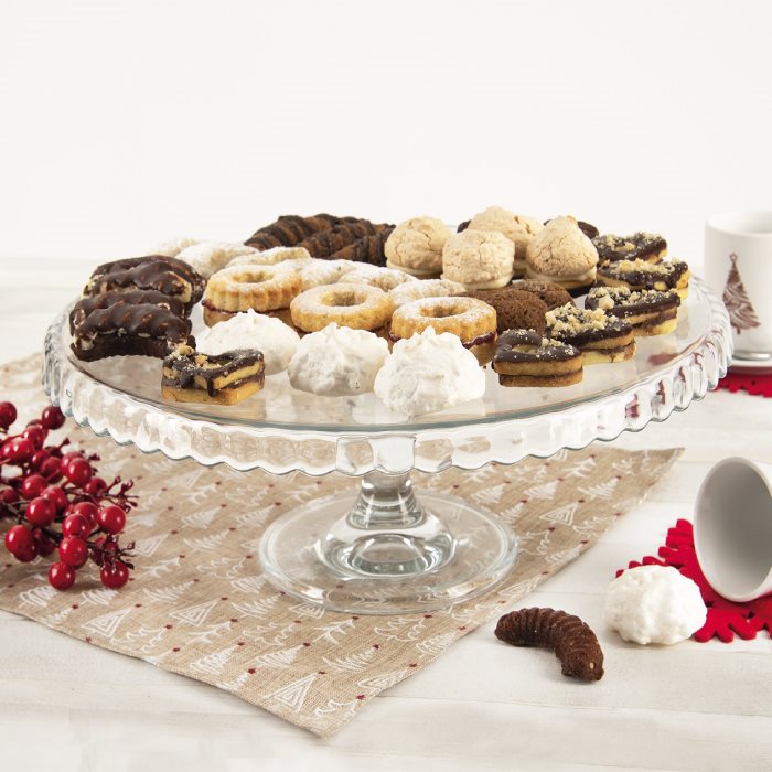 Podnos na dort s podstavcem, skleněný, 32 cm