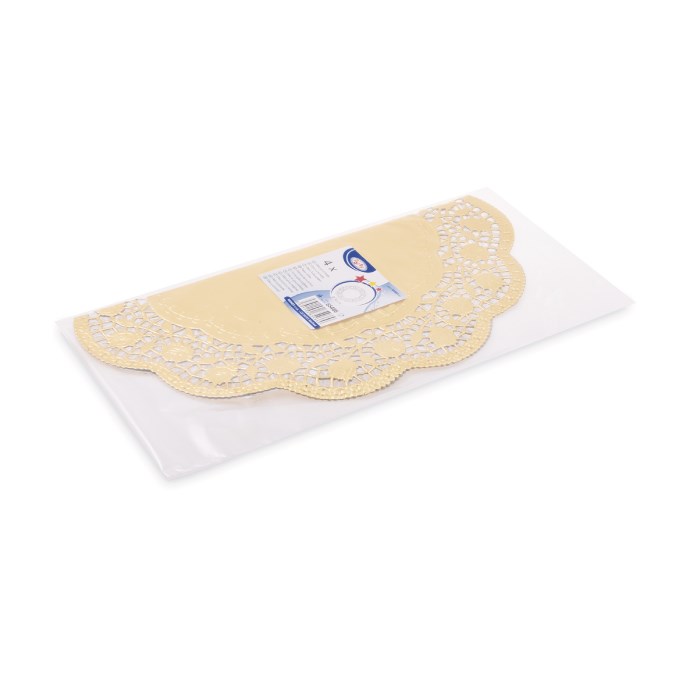 Dekorativní krajky, kulaté, zlaté 36 cm / 4 ks