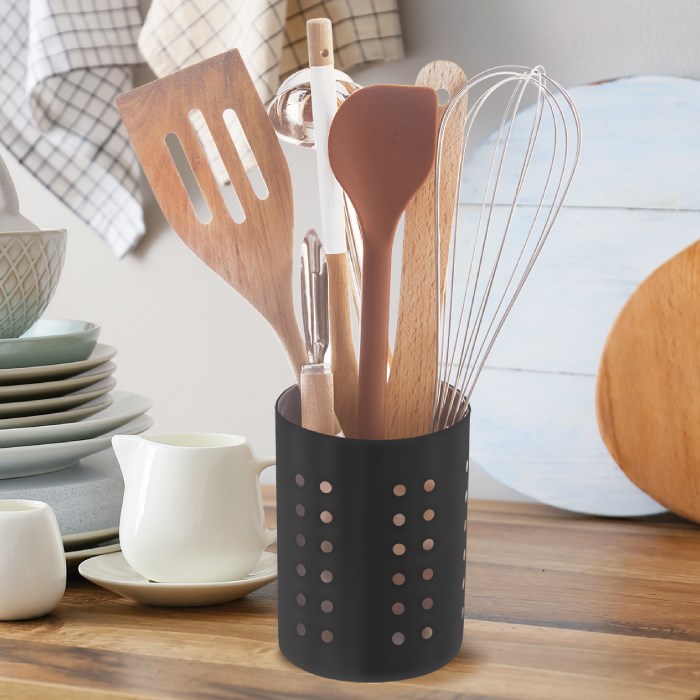 Nádoba na příbory, pr. 9,5 cm, výška 12 cm, černý nerez