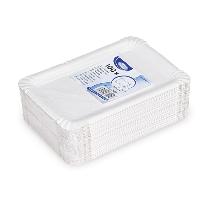 Papírové tácky 13 x 20cm, bílé, 100 ks.