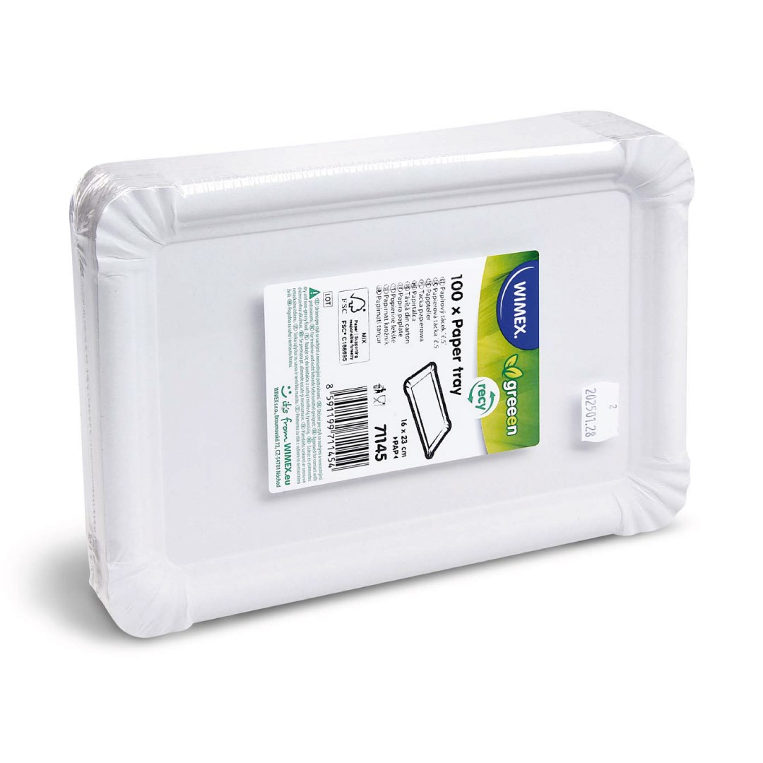 Papírový tácek 16 x 22 cm, bílý, 100ks