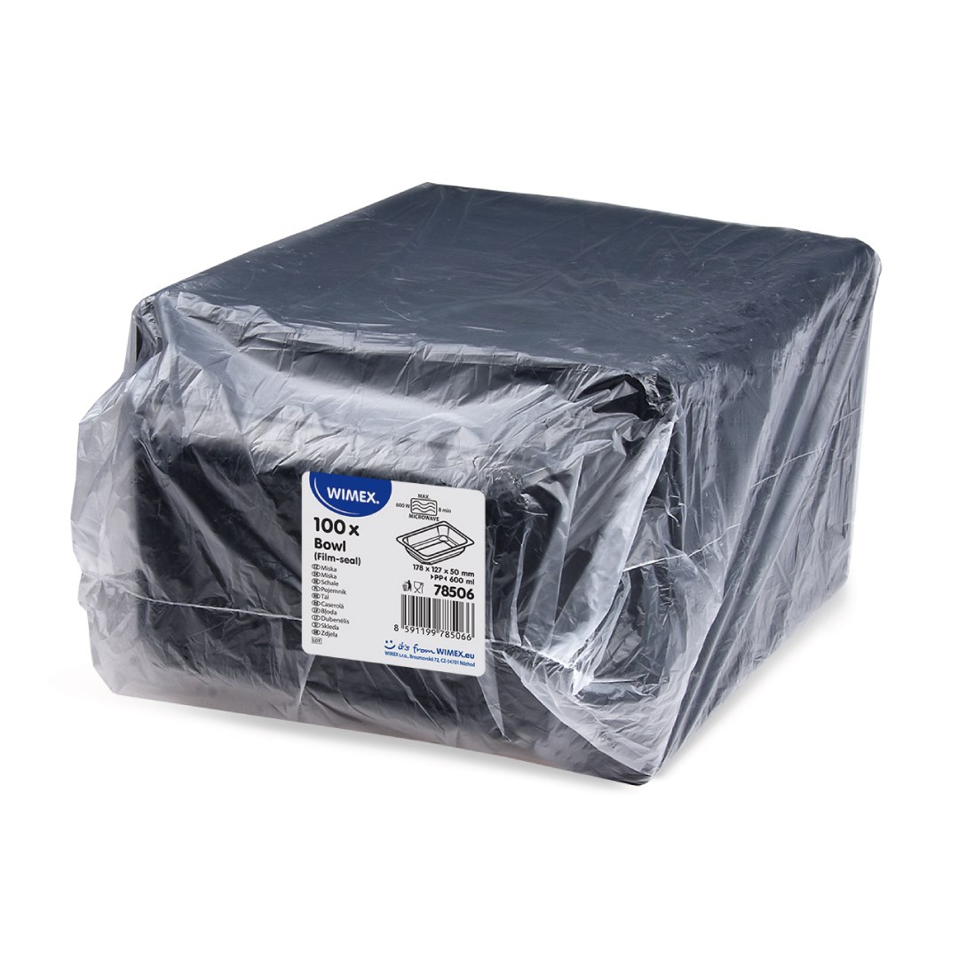 Zatavovací miska, na polévkovu, černá, 600 ml, 178 x 127 x 50 mm, (PP) 100 ks