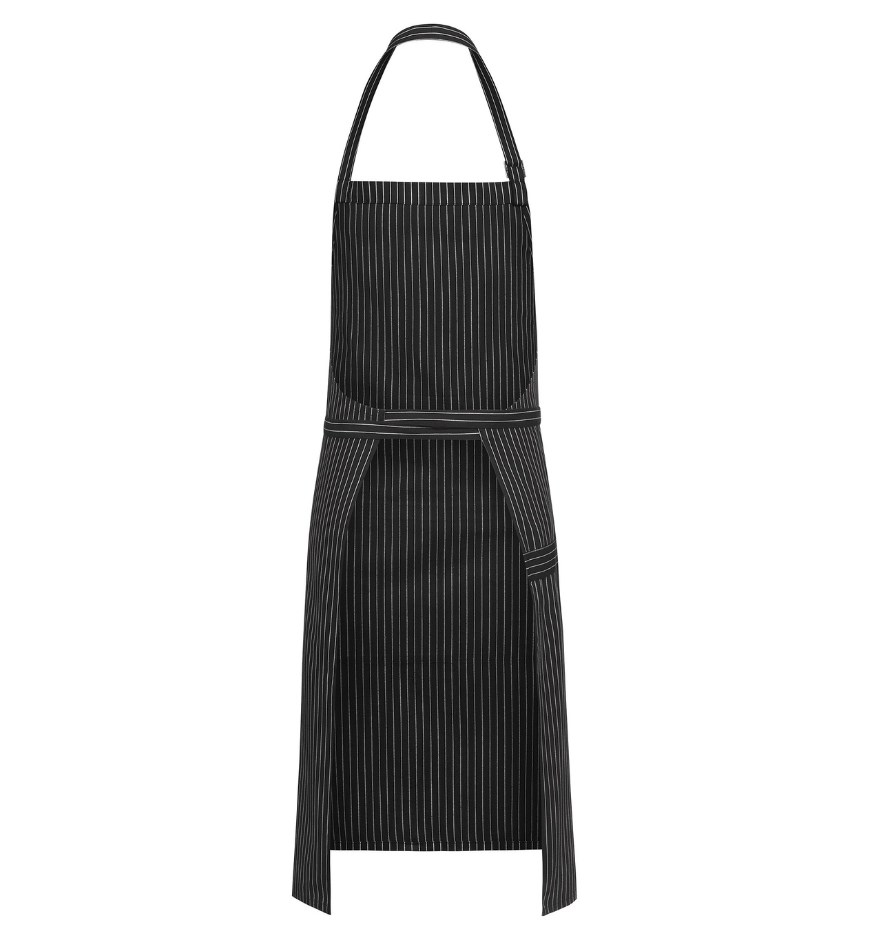 Zástěra s laclem 70x90 cm, černobílý proužek