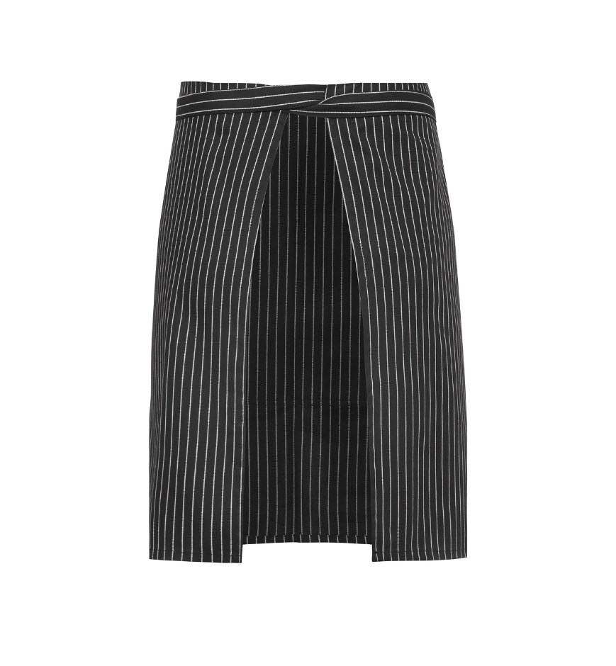 Zástěra BISTRO 90 x 50 cm, černobílý proužek