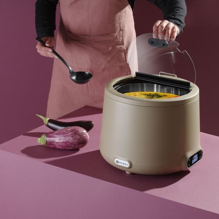 Hrnec na polévku UNIQ 8 l, elektrický se skleněným víkem, béžový