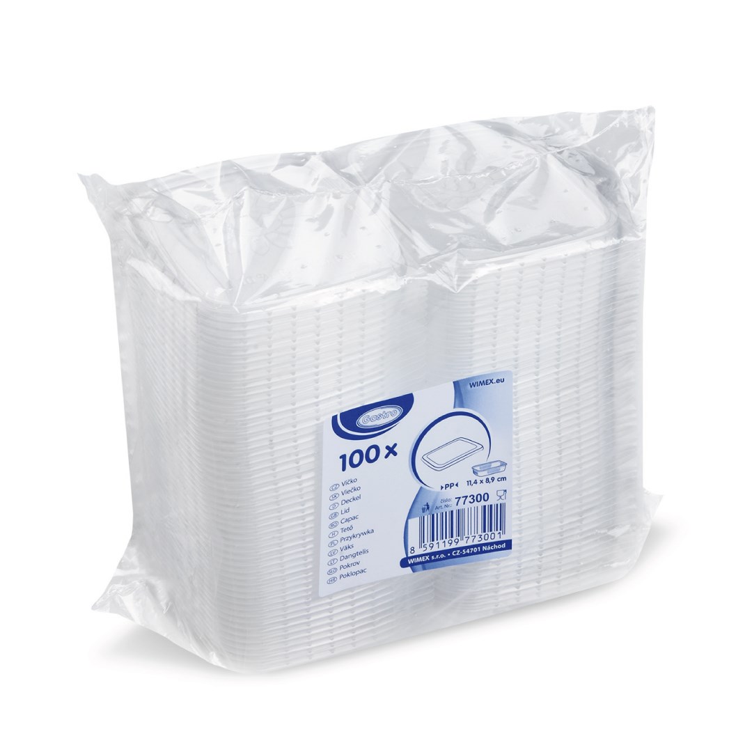 Hranaté průhledné víčko 100 ks, PP