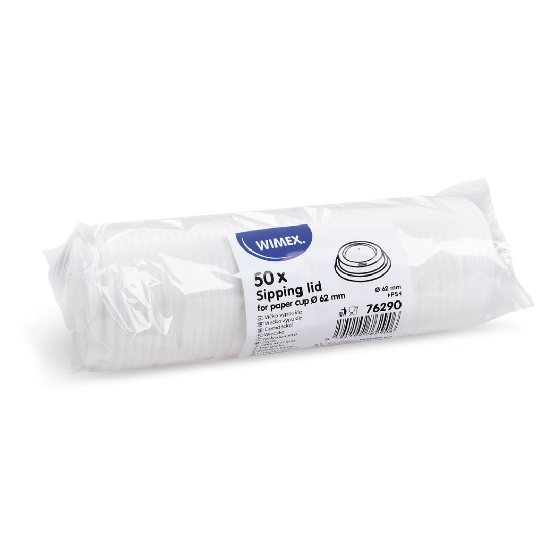 víčko vypouklé bílé pro papírové kelímky prům 62mm 50ks (PS)