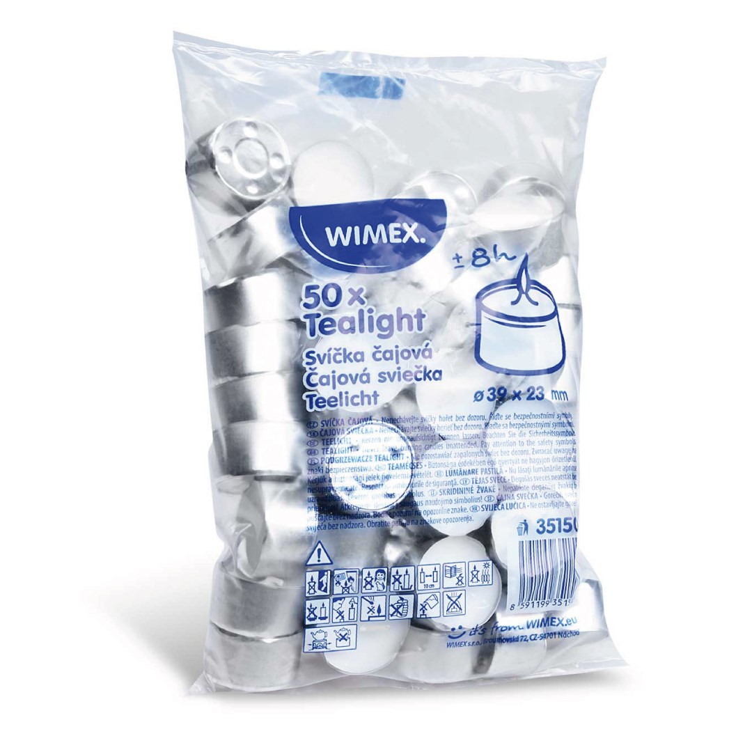 Čajová svíčka 50 ks, průměr 39 mm.