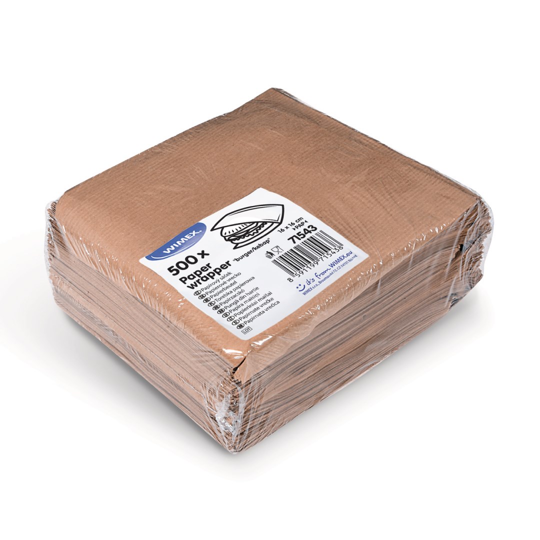 Sáčky na hamburger / kebab, papírové, hnědé 16 x 16cm, 500ks