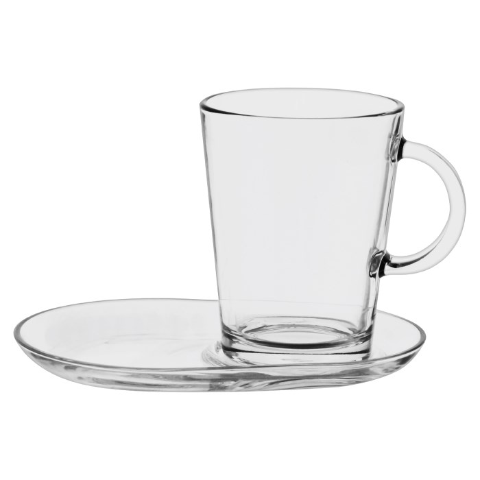 Skleněný hrnek TRIBECA s podšálkem