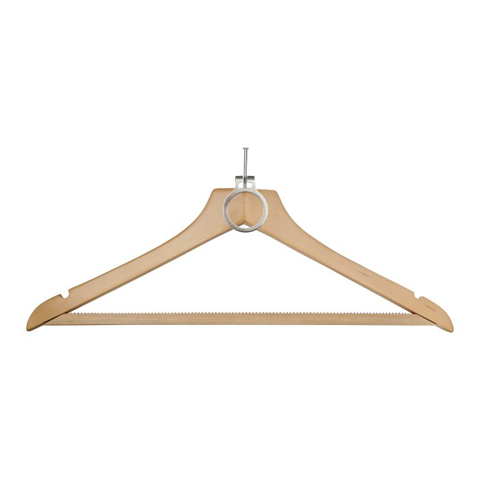 Dřevěné ramínko typ HOTEL luxusní, prohnuté se zářezem, gumové zuby