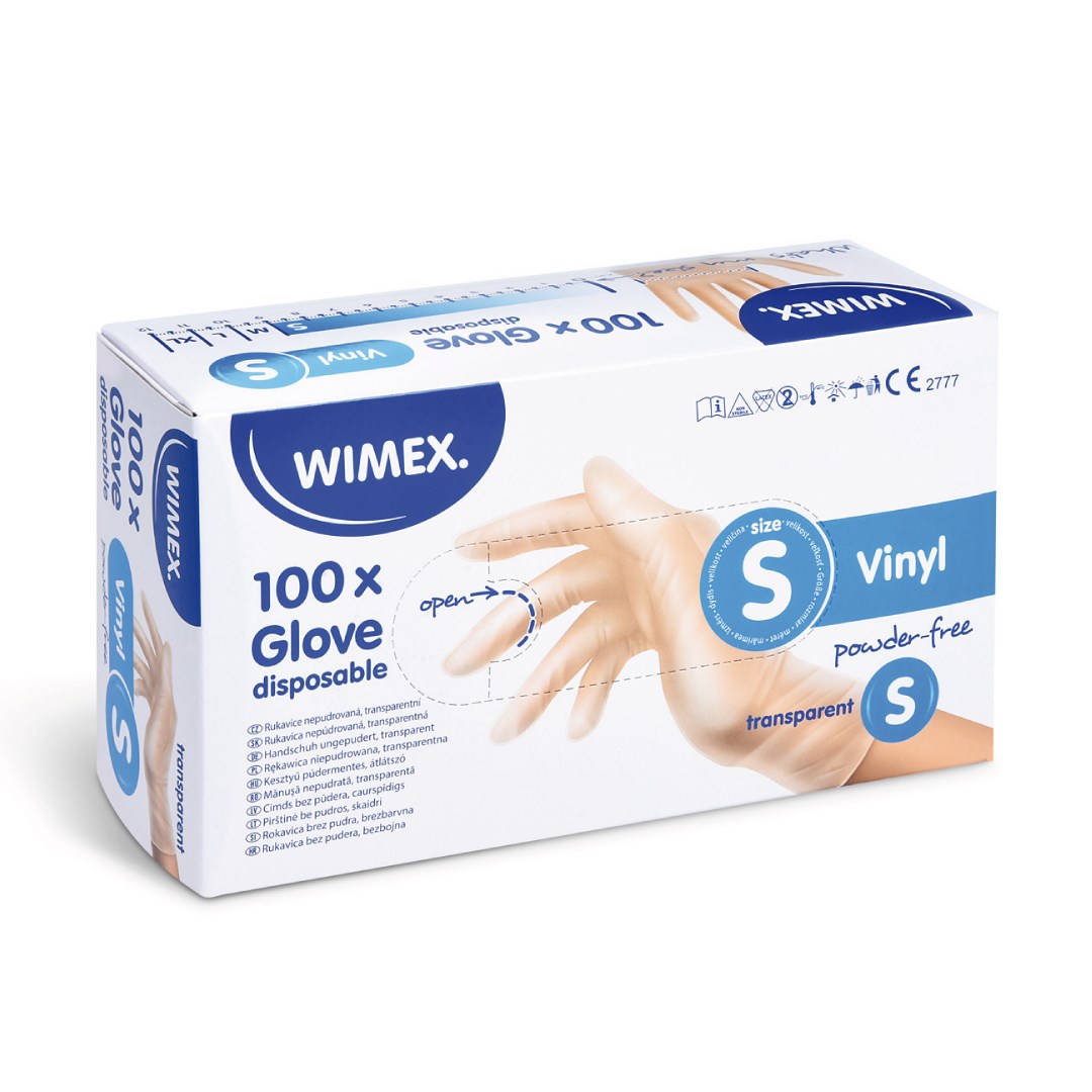 Vinylové rukavice velikost S, 100 ks bílé, nepudrované