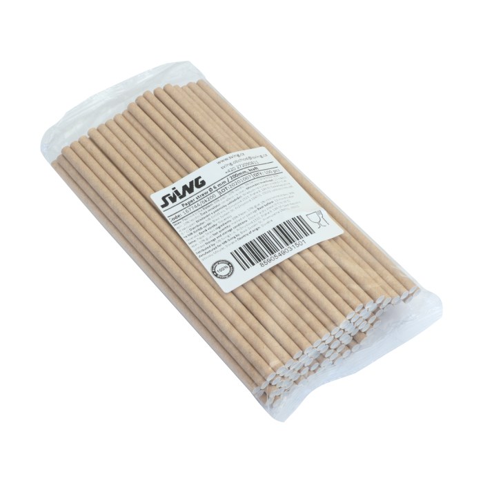 brčka papírová rovná 20 cm, O 6 mm 100 ks kraft