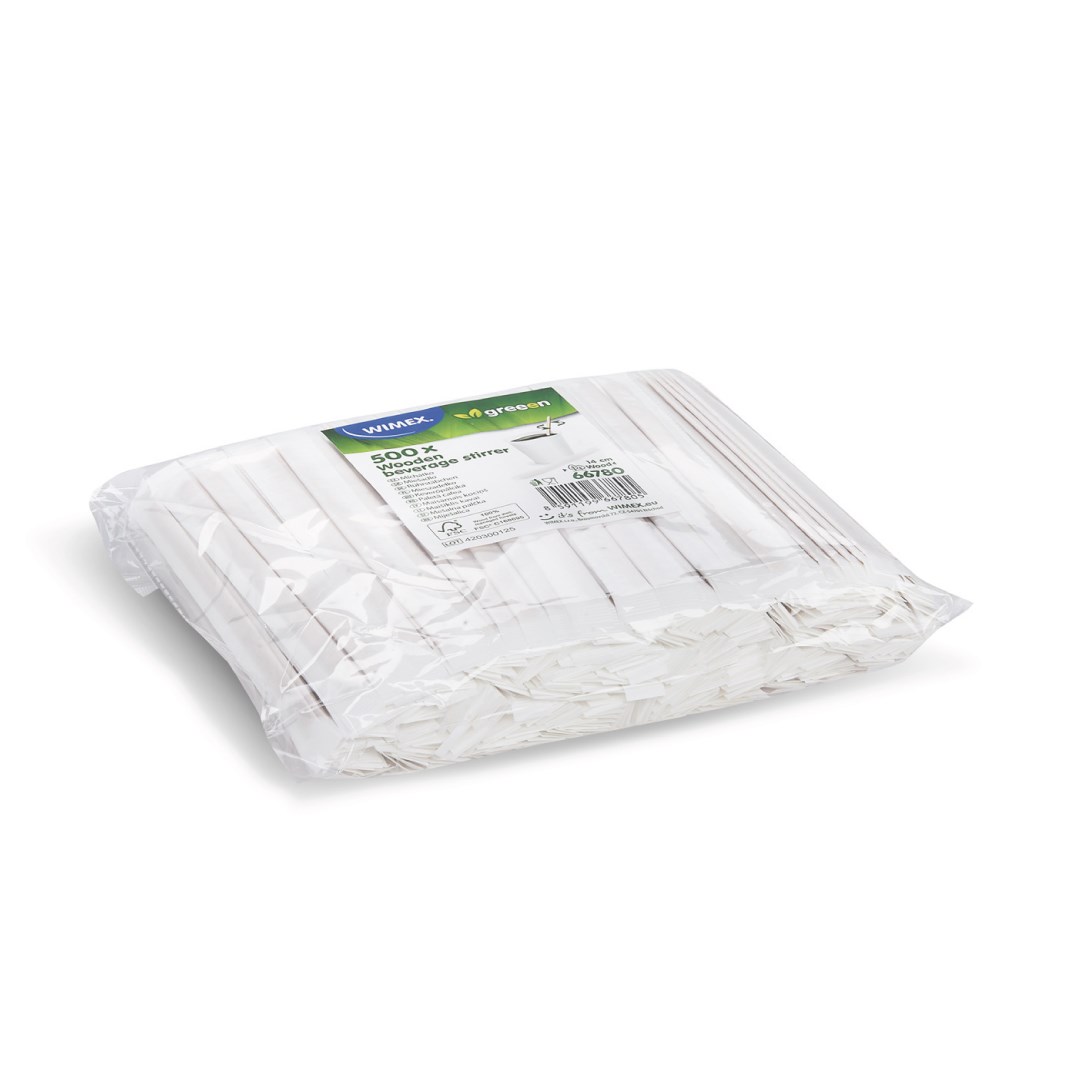 míchátka 14 cm/500 ks dřevěná na kávu, hyg. balená v papíru