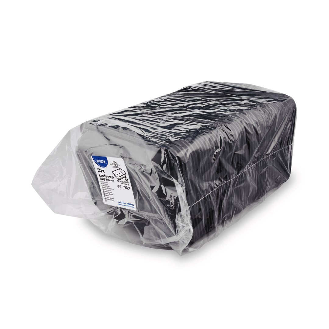 Zatavovací miska, nedělená černá (PP), 227 x 178 x 40 mm / 50 ks