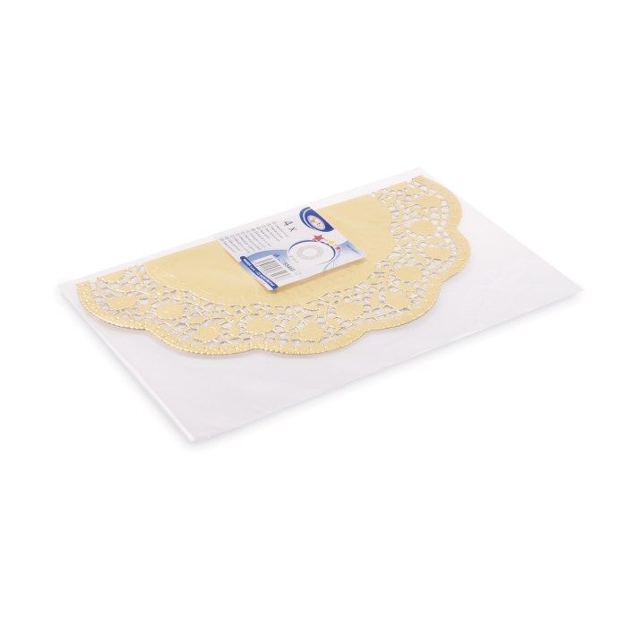 krajky dekorativní 30 cm  4 ks / kulaté, zlaté