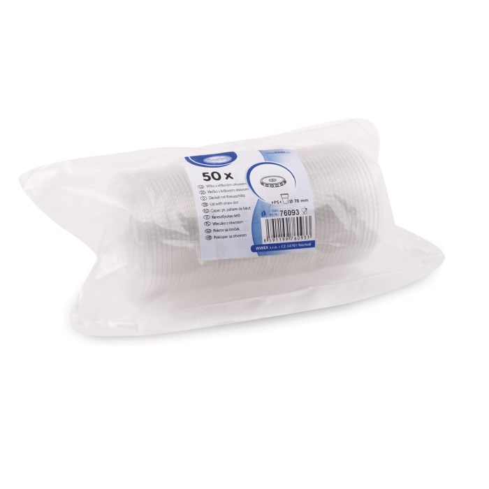 víčko s křížovým otvorem 50ks pro plast kelímky pr.78mm (PET)