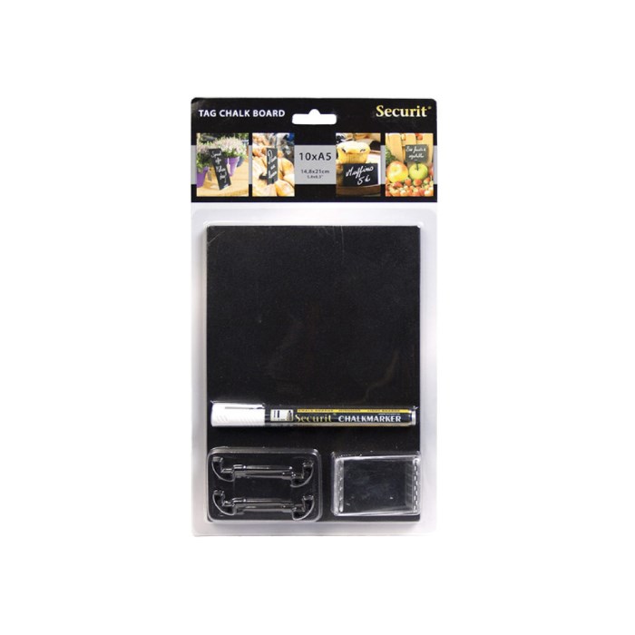 tabulka popisovací TAG A5 10ks + 1x popisovač a 6x stojánek, černá