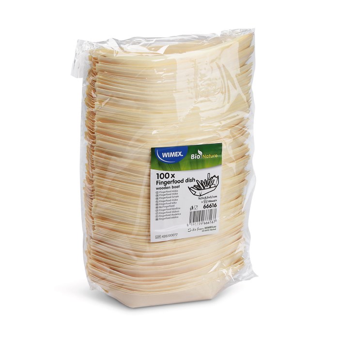 Fingerfood miska dřevěná, lodička 16,5x8,5cm 100ks