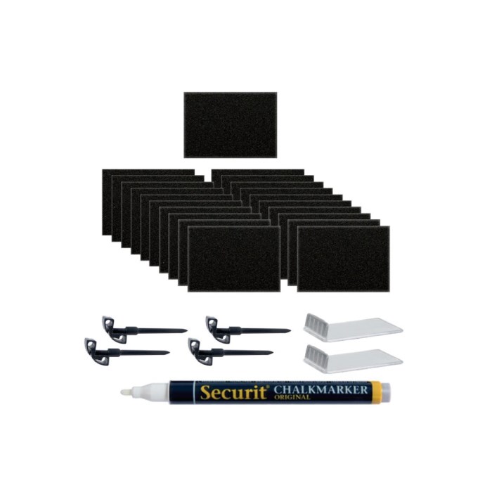 Popisovací tabulka TAG A8, černá, sada 20 ks + 1x popisovač a 6x stojánek