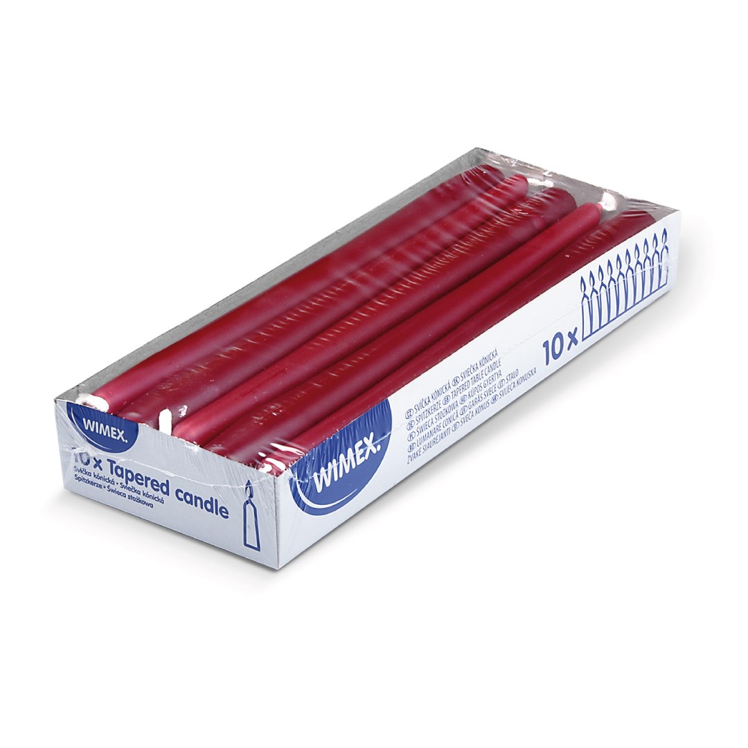 Svíčky 24 cm / 10 ks, červené, kónické