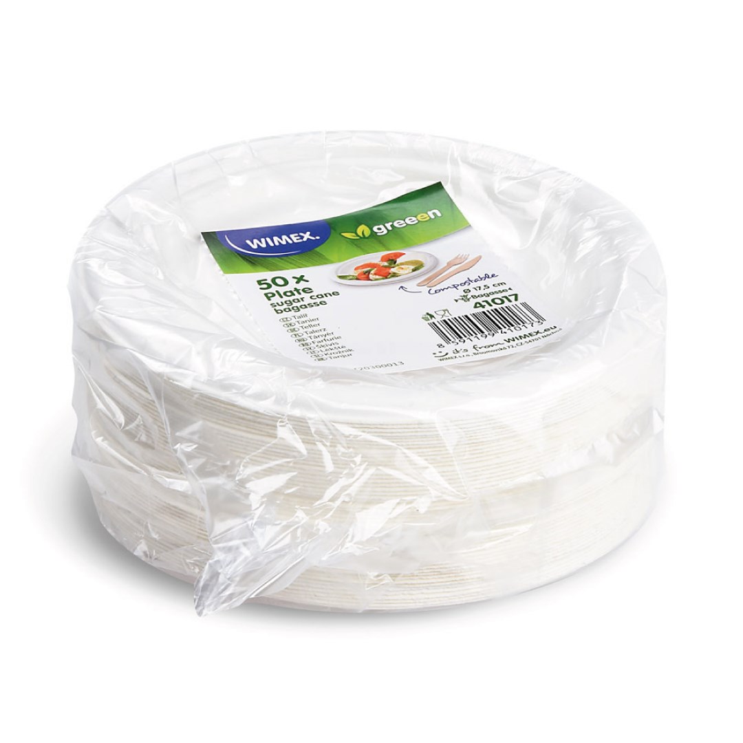 talíř kulatý BIO cukrová třtina O 17,5 cm 50 ks