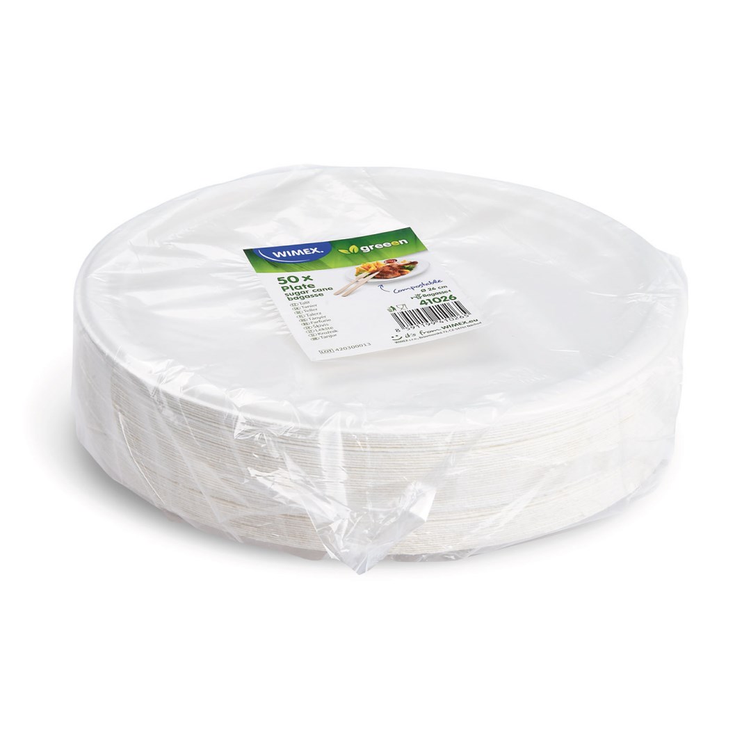 talíř kulatý BIO cukrová třtina O 26 cm 50 ks