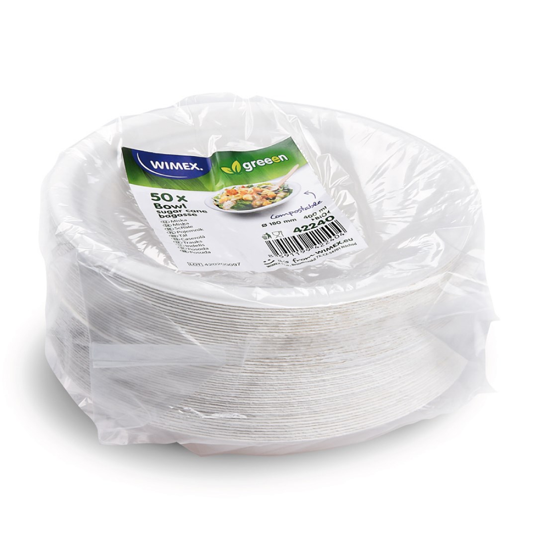 miska kulatá BIO cukrová třtina 400 ml, O 18 x 4 cm 50 ks