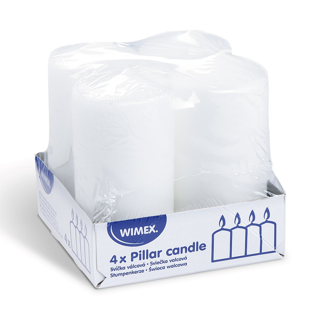 Svíčky 4 x 8 cm / 4 ks bílé, válcové