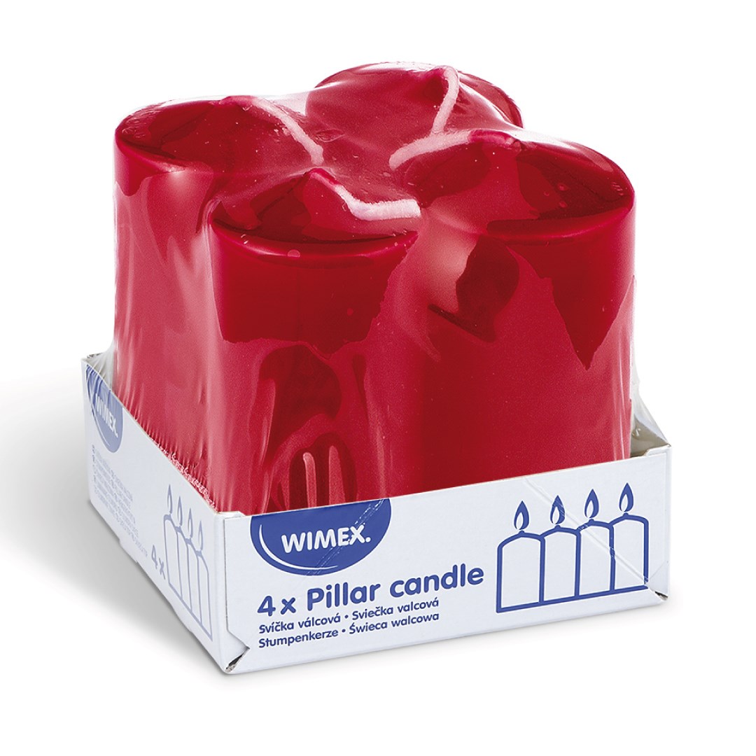 Svíčky 4 x 8 cm / 4 ks, červené