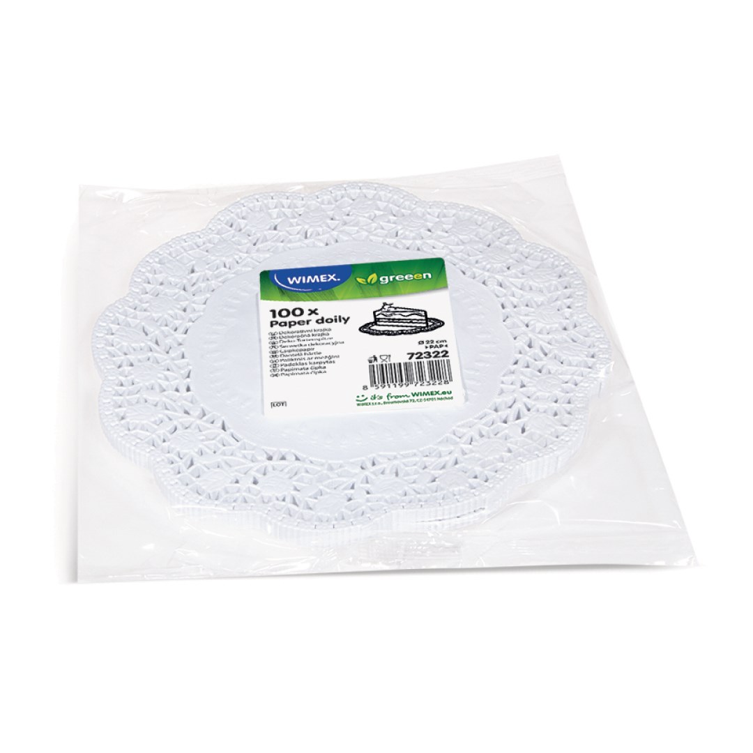 krajky dekorativní 22 cm 100 ks / kulaté, bílé