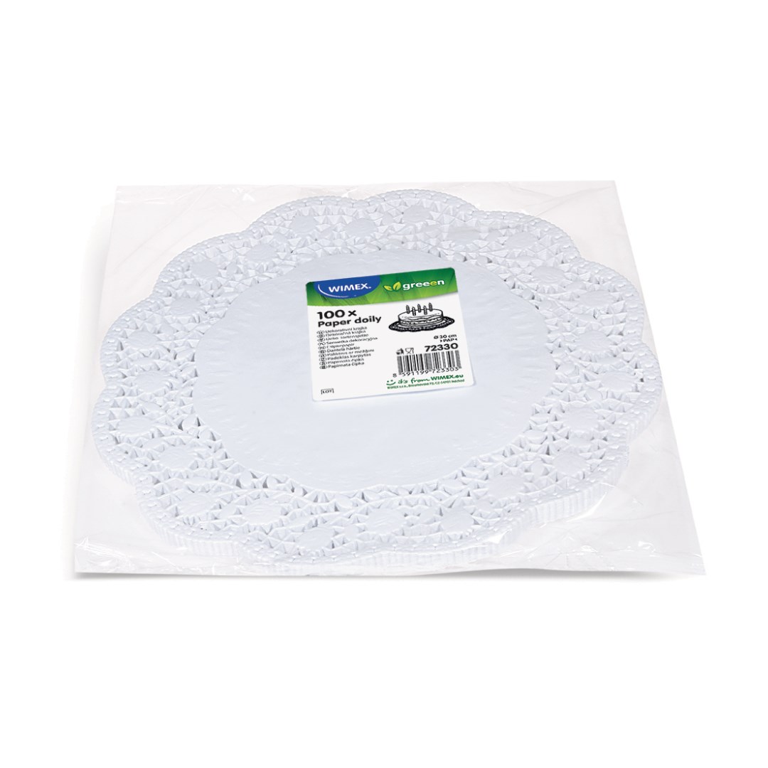 krajky dekorativní 30 cm 100 ks / kulaté, bílé