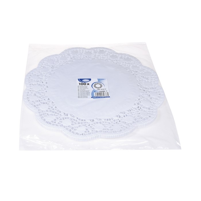 krajky dekorativní 36 cm 100 ks / kulaté, bílé