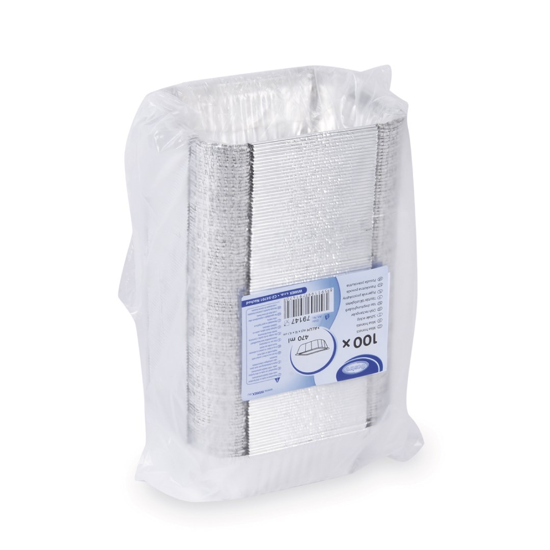 Hranatá miska ALU, 0,47 l, 100 ks