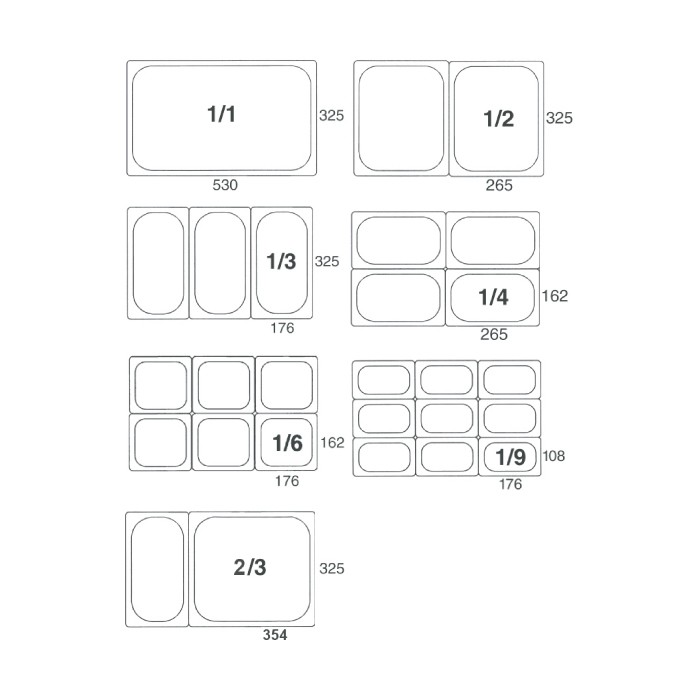 Gastronádoba z nerezu GN1/2 - 100 mm bez držadel, plná.